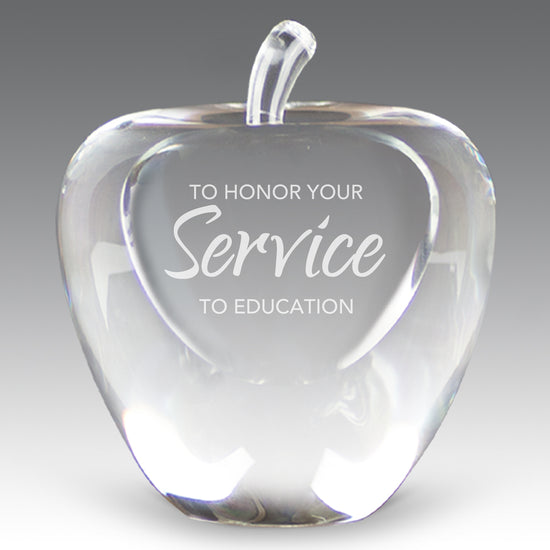 optic crystal apple with service to education message