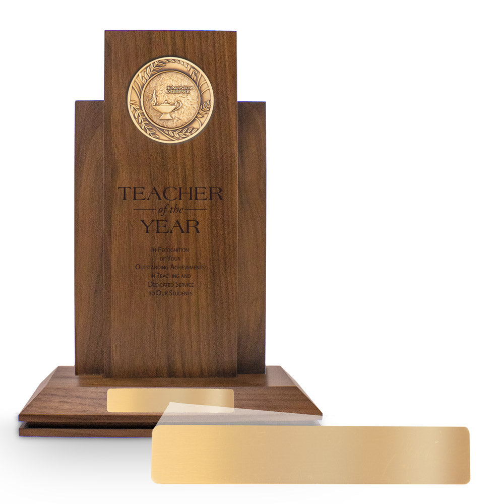 Brass Medallion Column Trophy