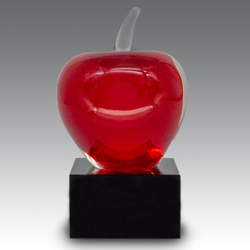 Red Art Glass Apple with Base