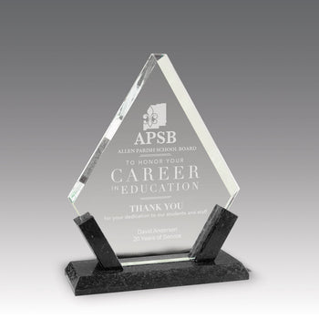 Crystal Diamond Award With Marble Base