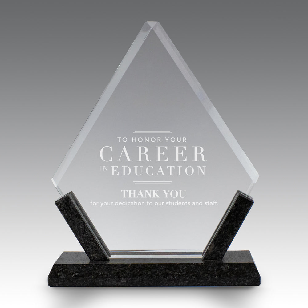 Crystal Diamond Award With Marble Base