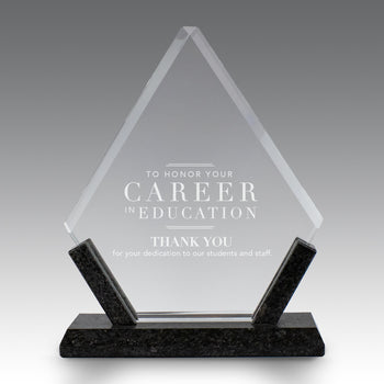 Crystal Diamond Award With Marble Base