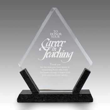 Crystal Diamond Award With Marble Base