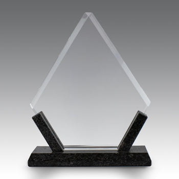 Crystal Diamond Award With Marble Base