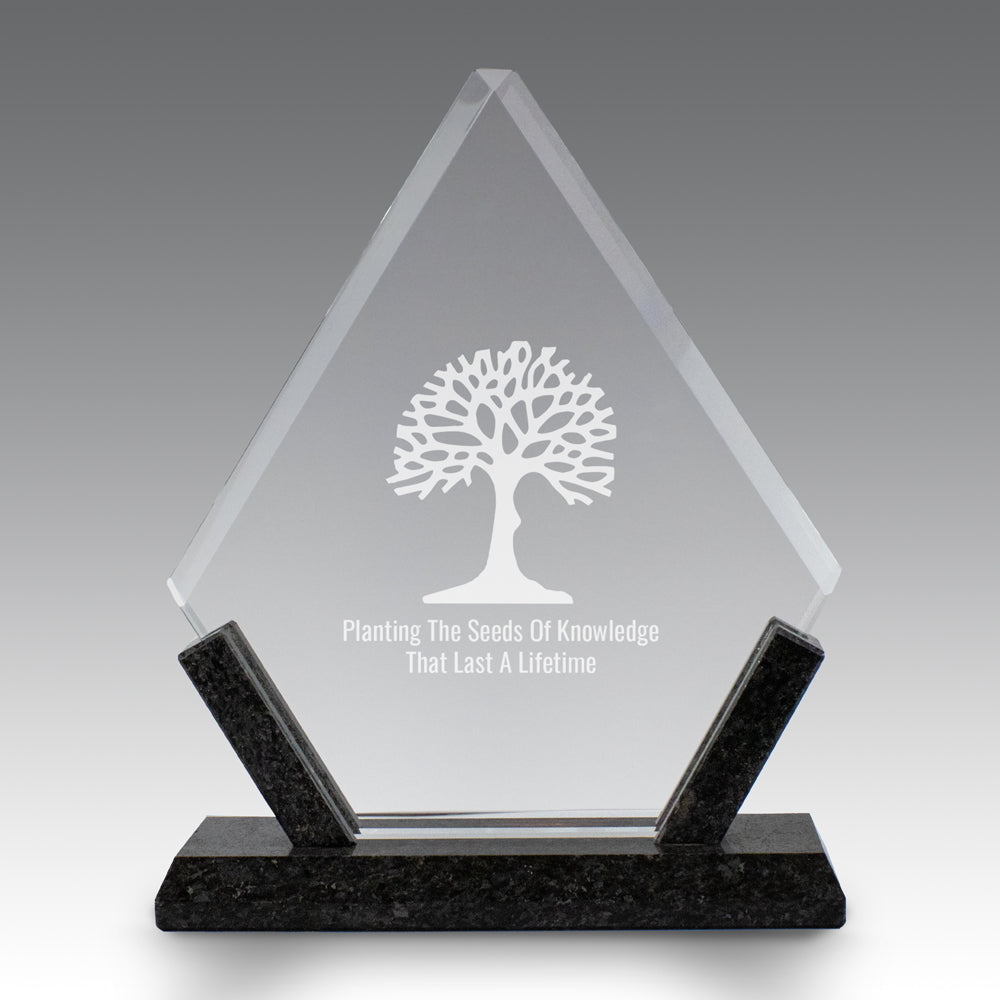 Crystal Diamond Award With Marble Base