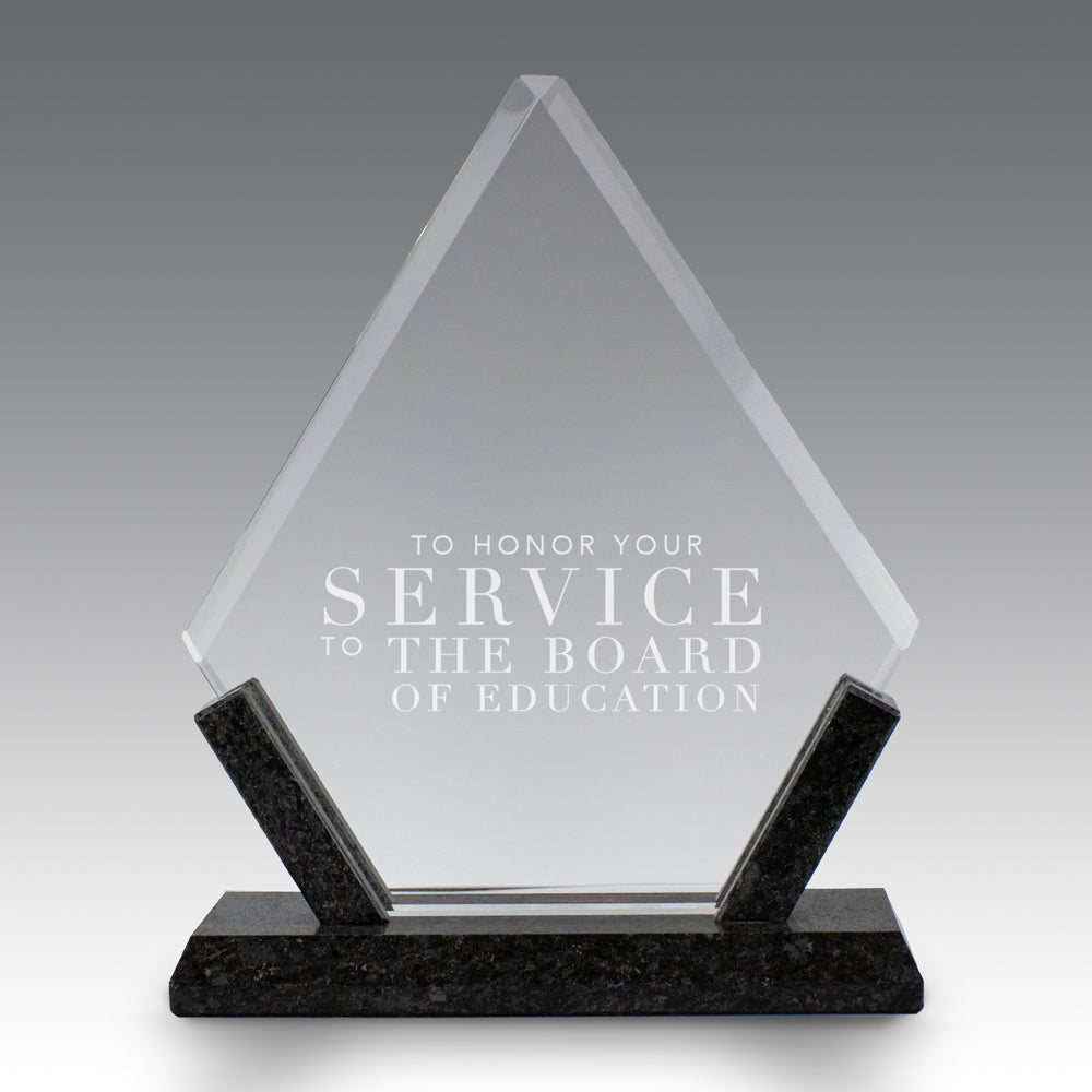 Crystal Diamond Award With Marble Base