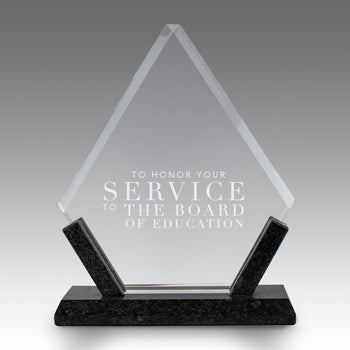 Crystal Diamond Award With Marble Base