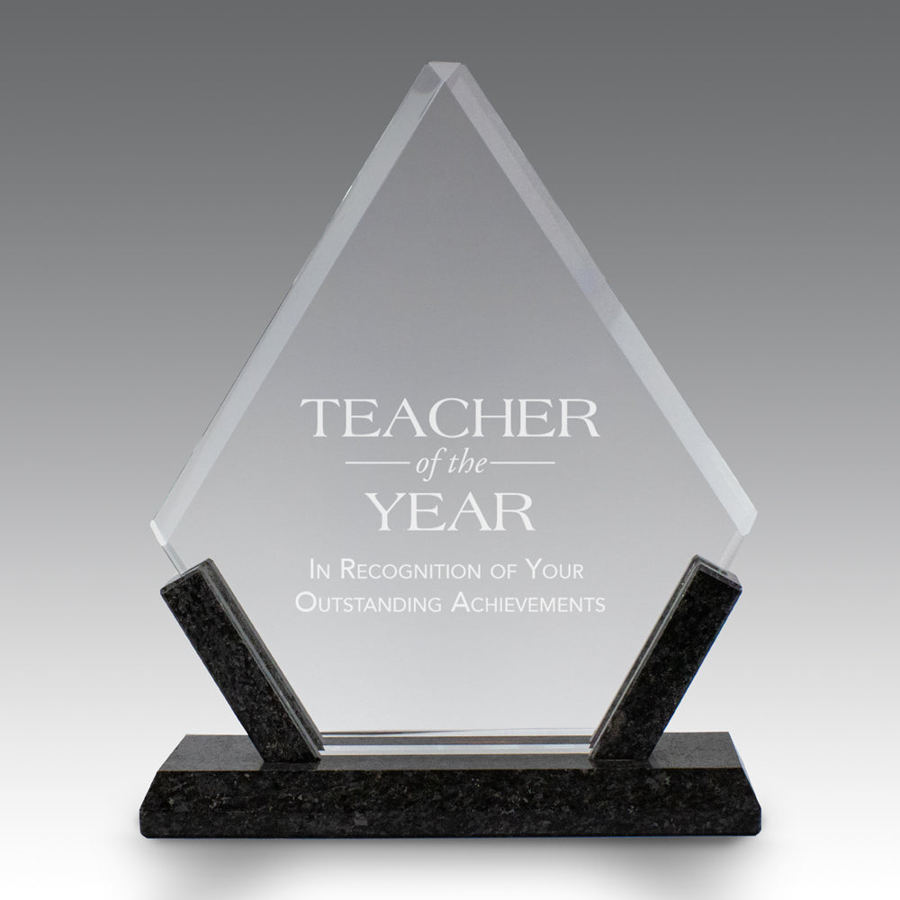 Crystal Diamond Award With Marble Base