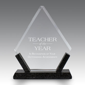 Crystal Diamond Award With Marble Base