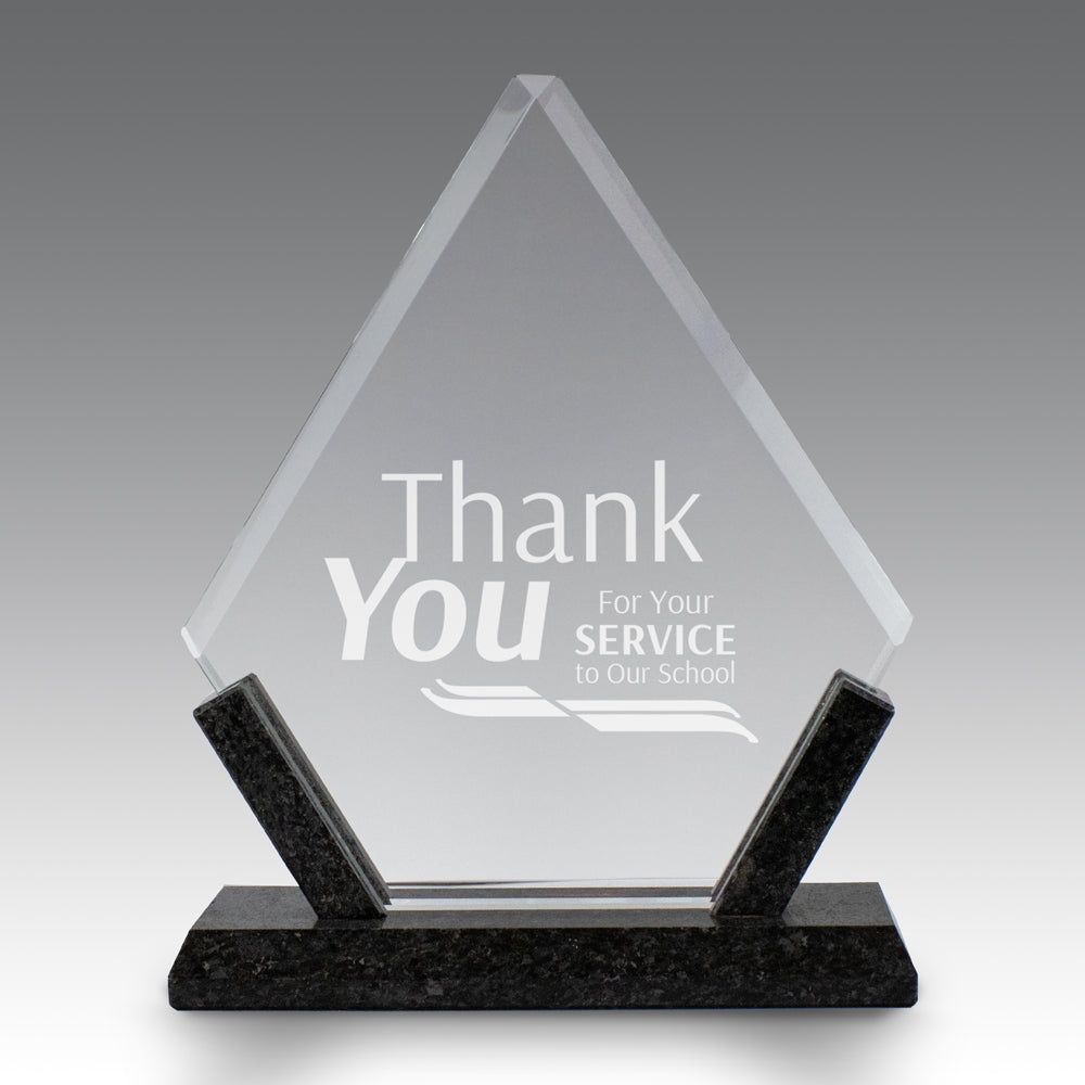Crystal Diamond Award With Marble Base