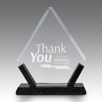 Crystal Diamond Award With Marble Base