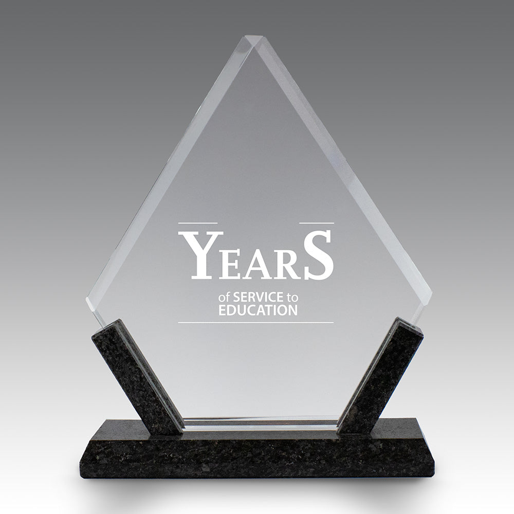 Crystal Diamond Award With Marble Base