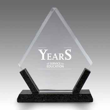 Crystal Diamond Award With Marble Base