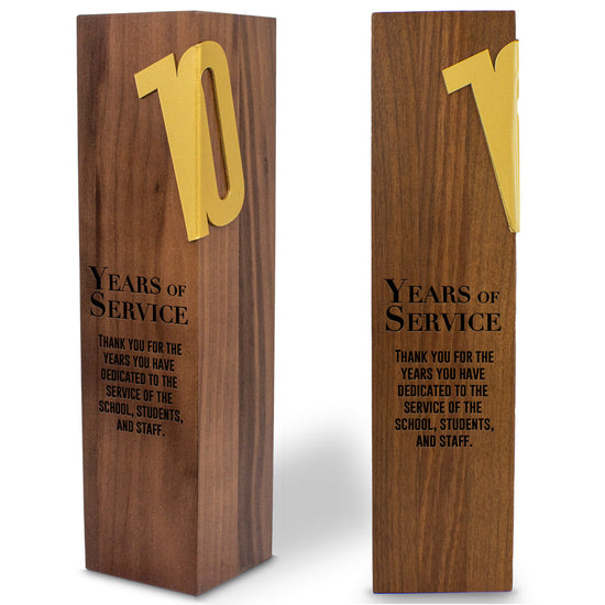 10 years of service walnut column