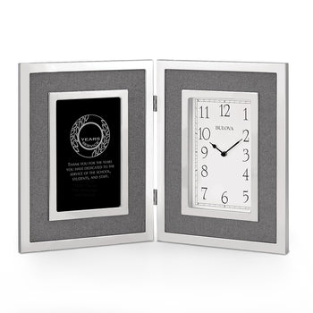 Bulova Large Silver Framed Clock Award