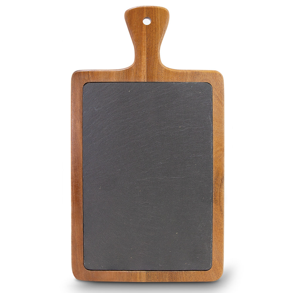 Custom Slate and Acacia Wood Paddle Cutting Board