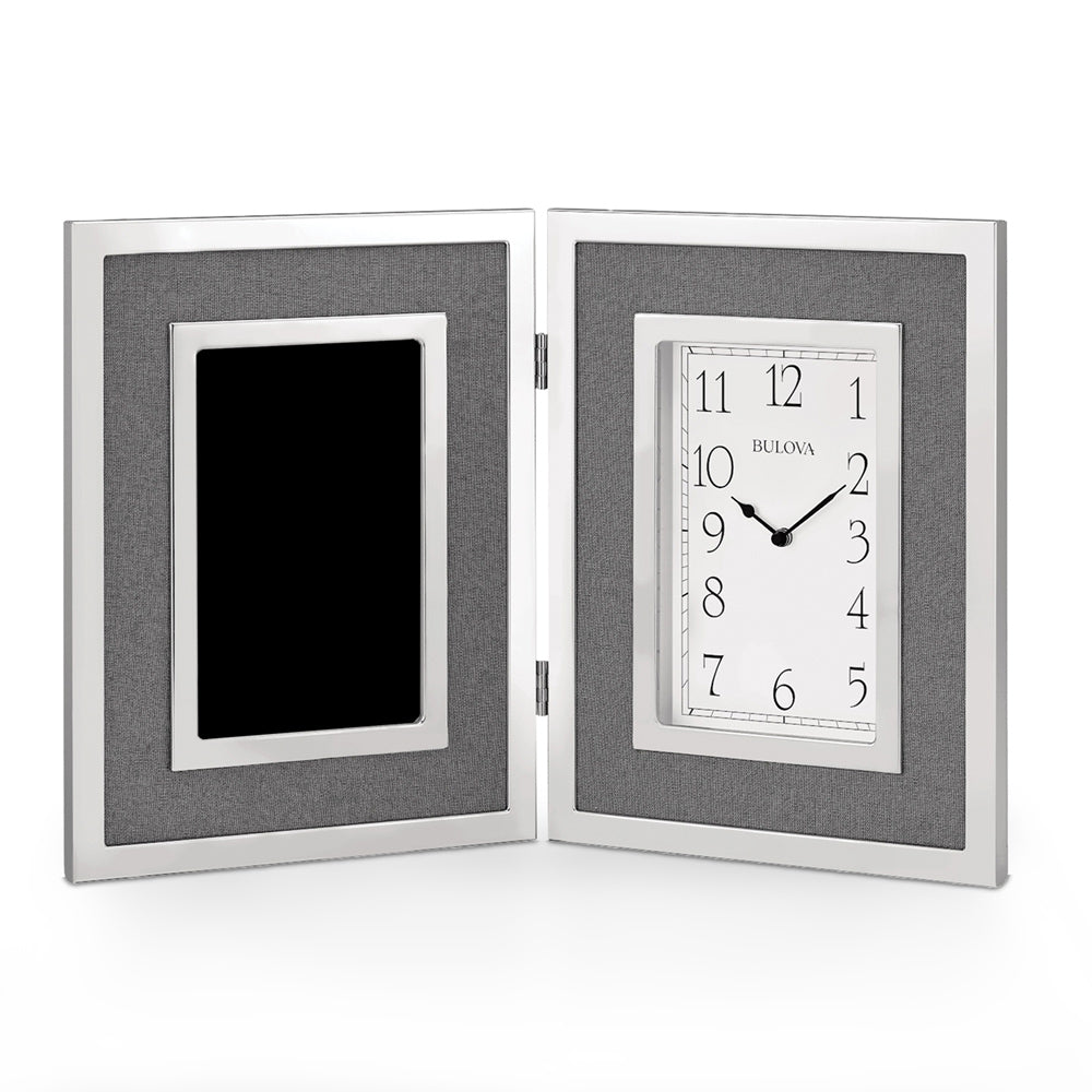 Bulova Large Silver Framed Clock Award