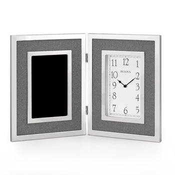 Bulova Large Silver Framed Clock Award