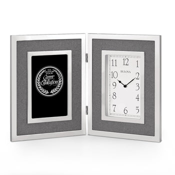 Bulova Large Silver Framed Clock Award