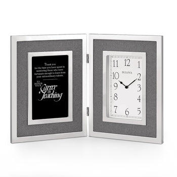 Bulova Large Silver Framed Clock Award