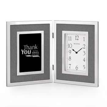 Bulova Large Silver Framed Clock Award