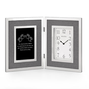 Bulova Large Silver Framed Clock Award