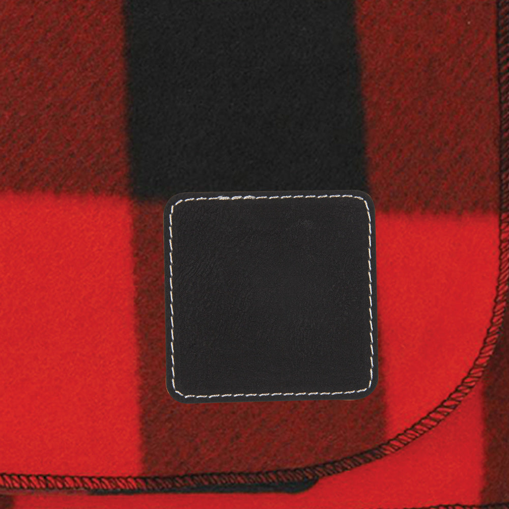 Custom Buffalo Plaid Fleece Blanket w/ Patch