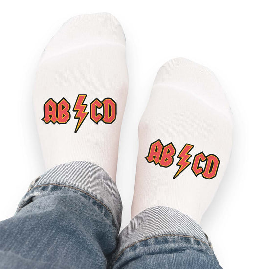 socks with AB/CD message