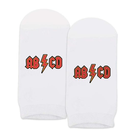 socks with AB/CD message