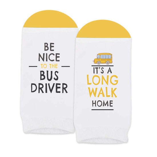 socks with bus driver message