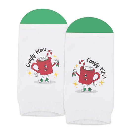 socks with comfy vibes message