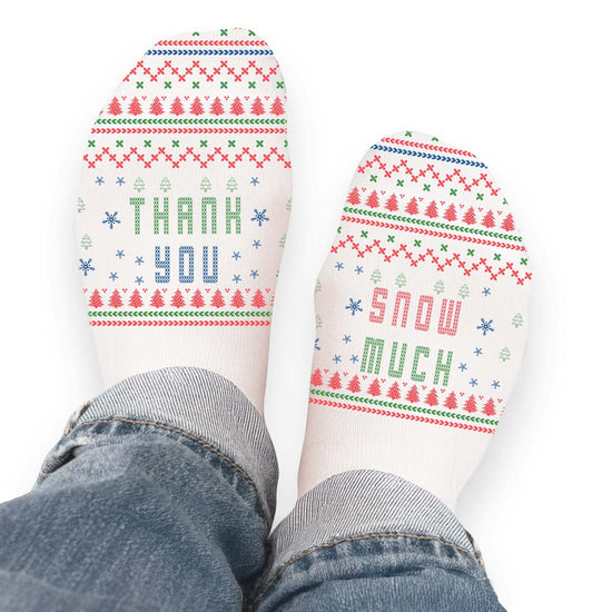 socks with thank you snow much message