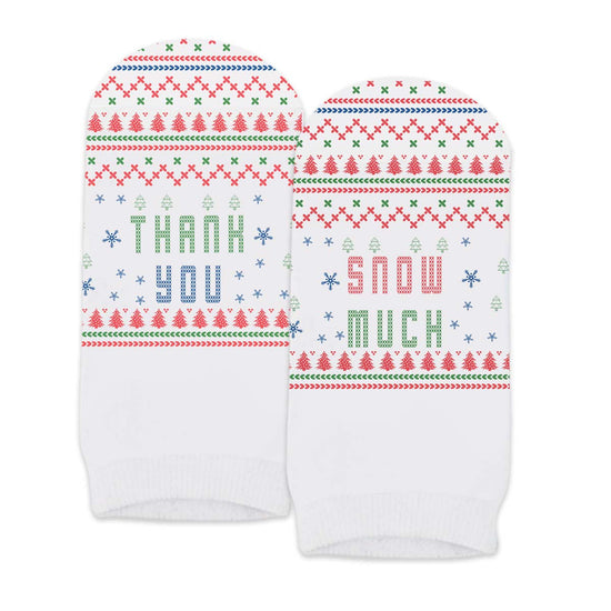 socks with thank you snow much message