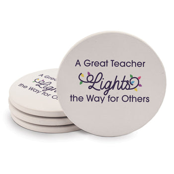 A Great Teacher Lights The Way Sandstone Coaster Set