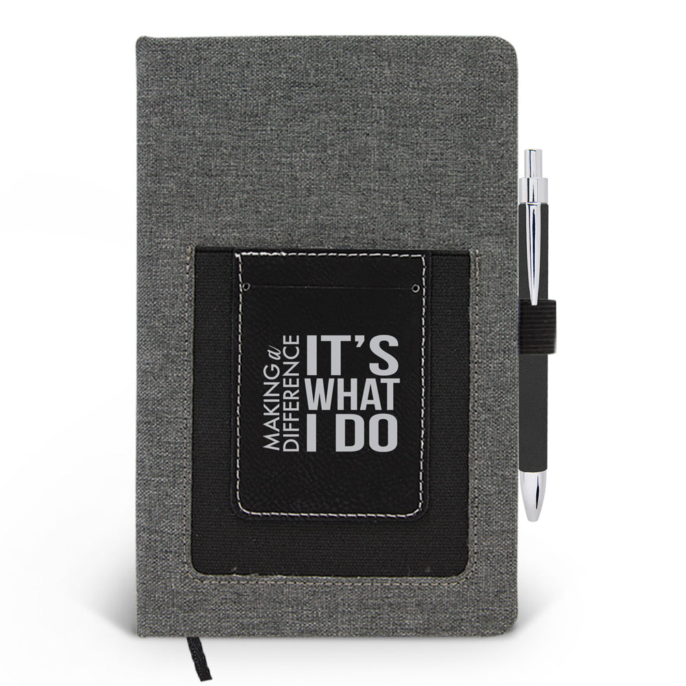 Making A Difference It’s What I Do Canvas Journal w/ Pocket