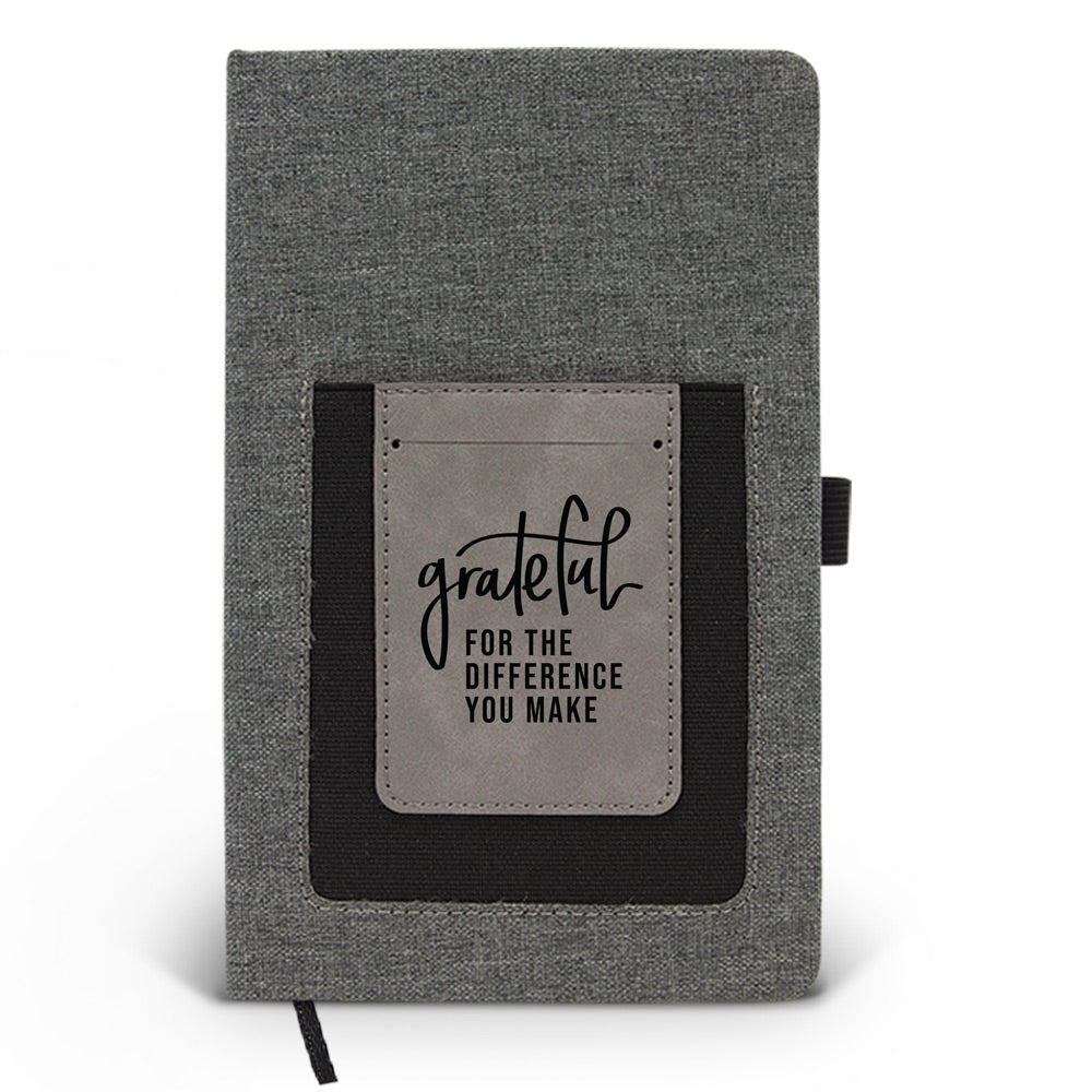 Grateful For The Difference You Make Canvas Journal w/ Pocket