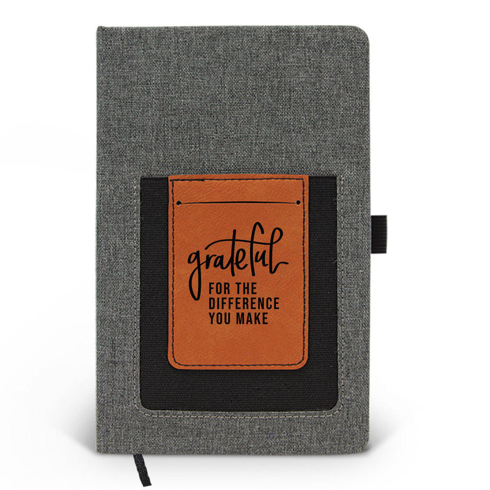 Grateful For The Difference You Make Canvas Journal w/ Pocket