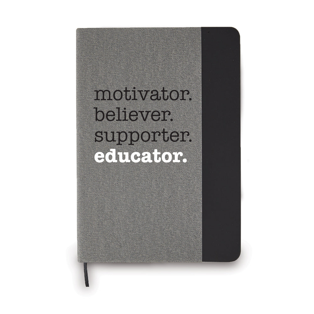 Motivator. Believer. Supporter. Educator. Heather Gray Hardbound Journal