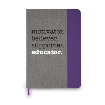 Motivator. Believer. Supporter. Educator. Heather Gray Hardbound Journal