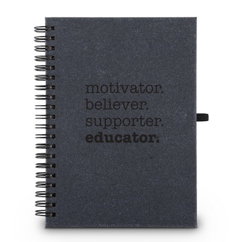 Motivator. Believer. Supporter. Educator Hardcover Spiral Journal w/ Sticky Notes