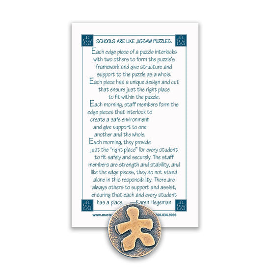puzzle lapel pin with message card