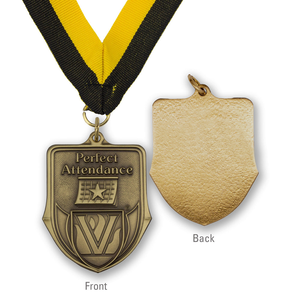 High-quality Brass Perfect Attendance Shield Medallion
