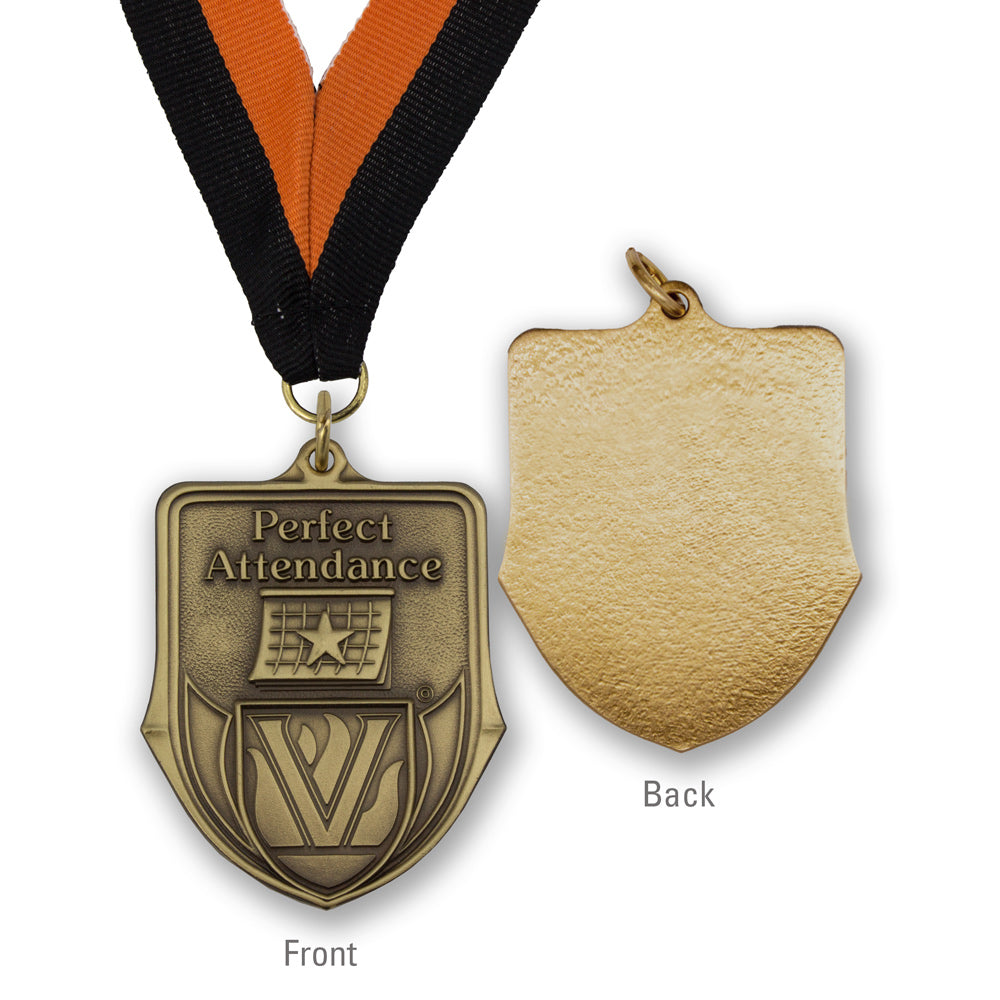 High-quality Brass Perfect Attendance Shield Medallion
