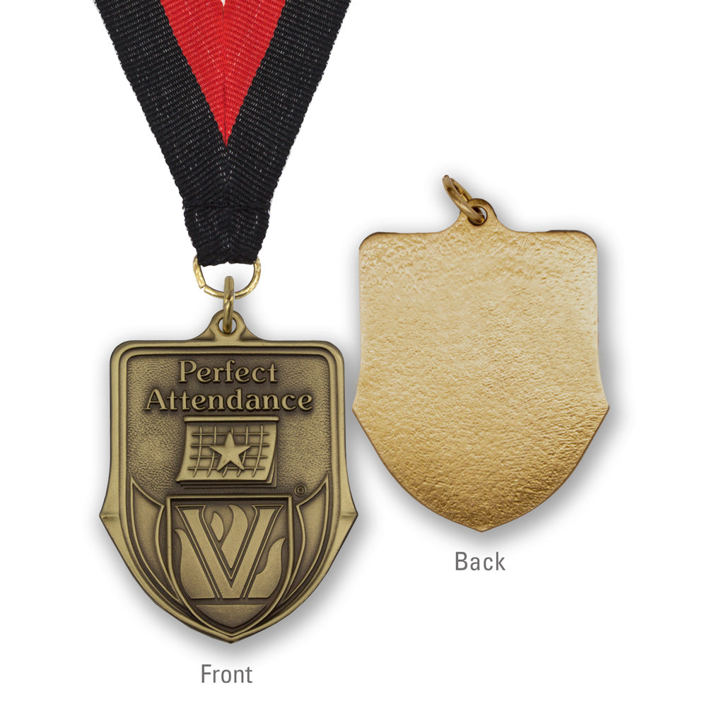 High-quality Brass Perfect Attendance Shield Medallion