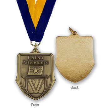 High-quality Brass Perfect Attendance Shield Medallion