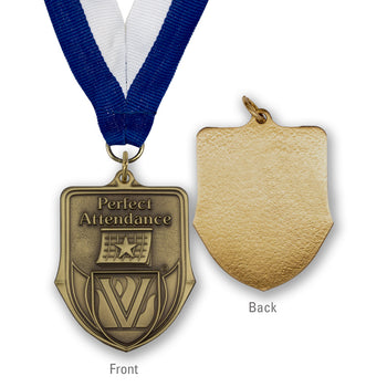 High-quality Brass Perfect Attendance Shield Medallion
