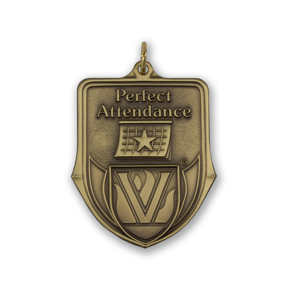 High-quality Brass Perfect Attendance Shield Medallion