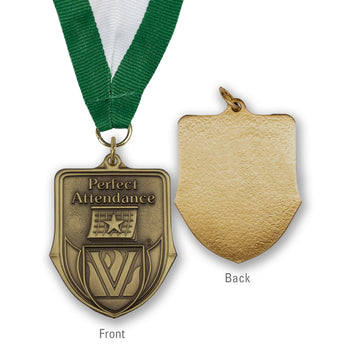 High-quality Brass Perfect Attendance Shield Medallion