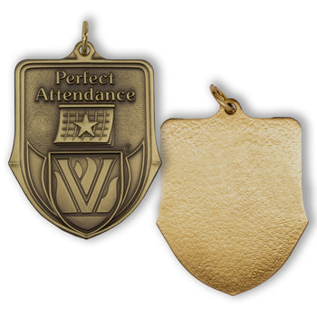 High-quality Brass Perfect Attendance Shield Medallion