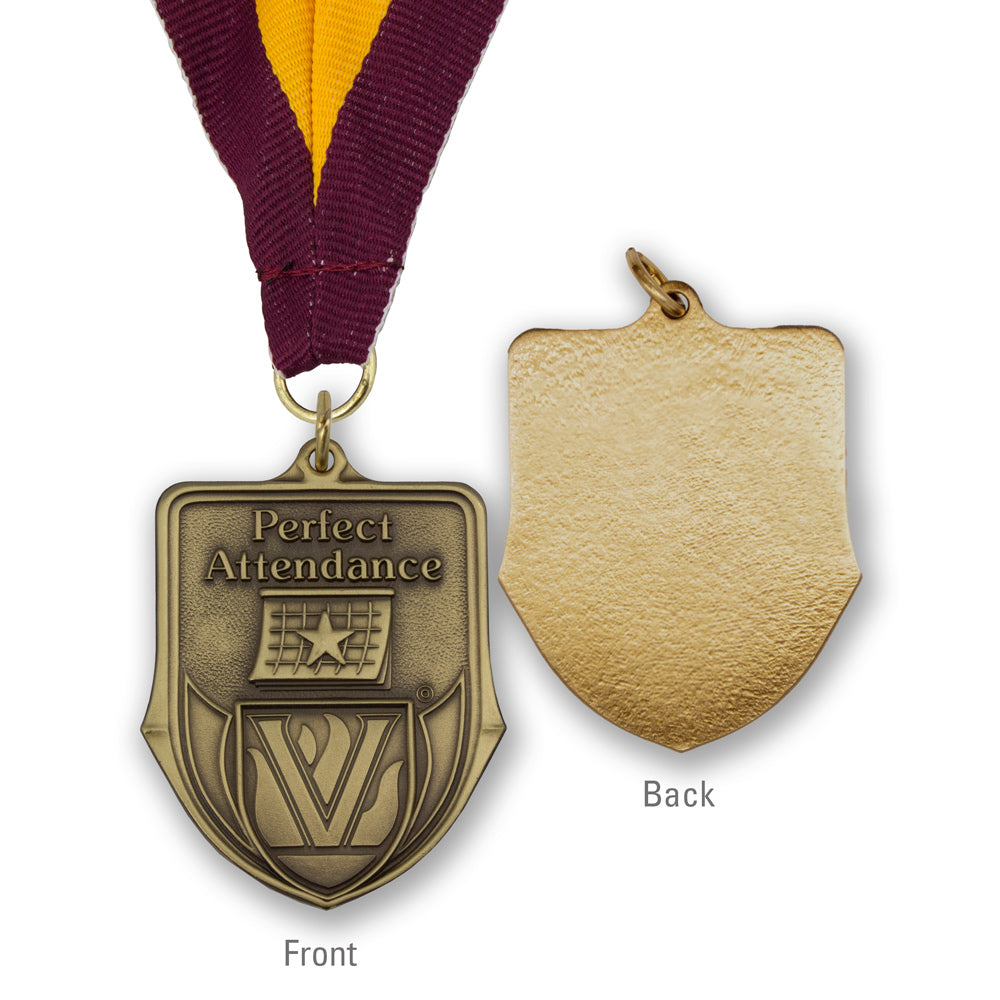 High-quality Brass Perfect Attendance Shield Medallion
